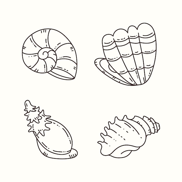 Free Vector hand drawn seashell outline illustration