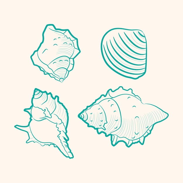 Free Vector hand drawn seashell outline illustration