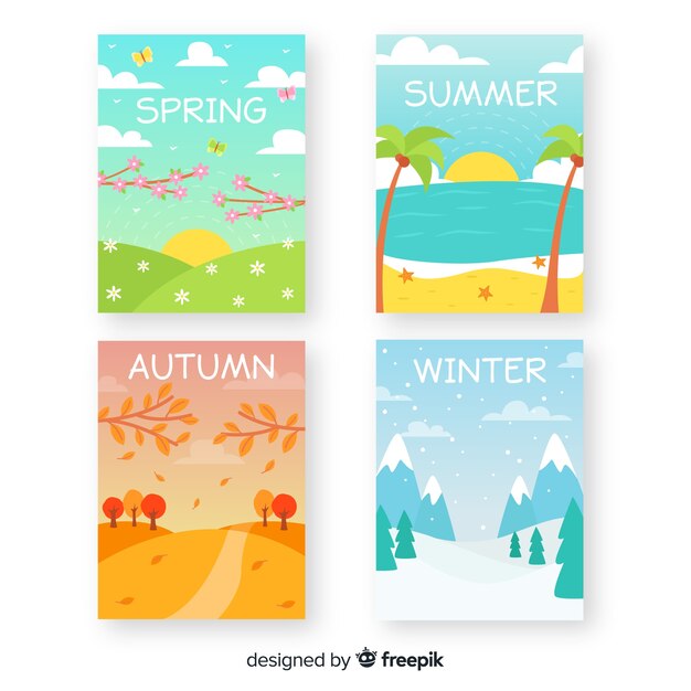 Hand drawn seasonal poster collection