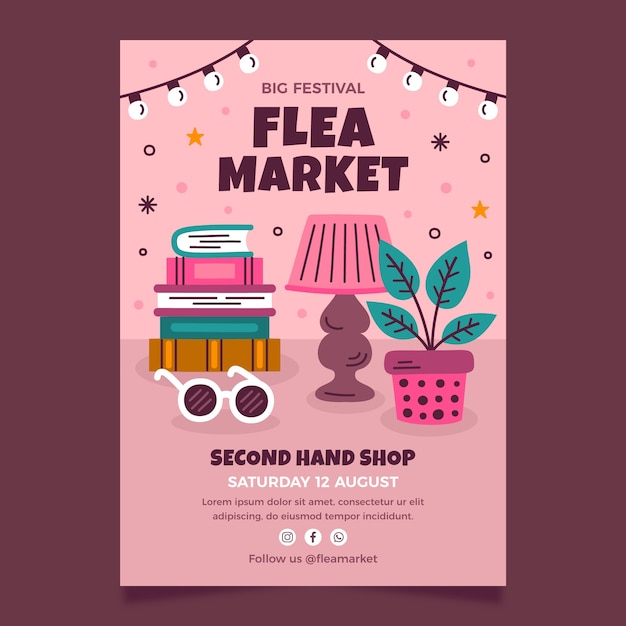 Hand drawn second hand shop poster