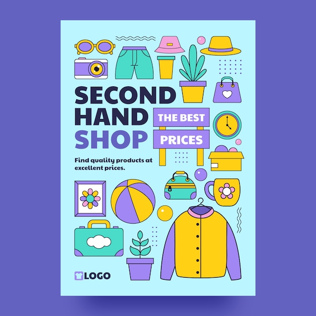 Hand drawn second hand shop poster