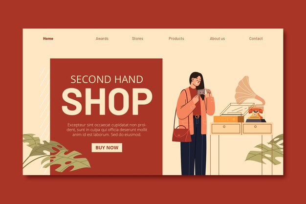 Hand drawn second hand shop template