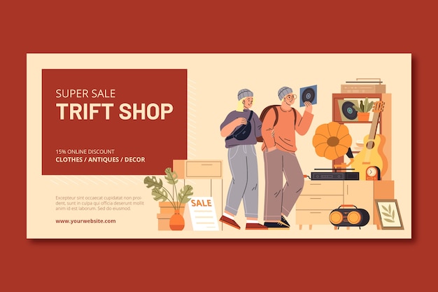 Hand drawn second hand shop template