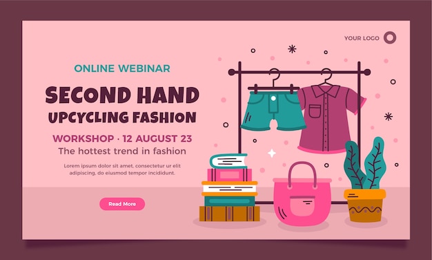 Hand drawn second hand shop webinar