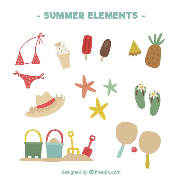 Hand-drawn selection of great summer items