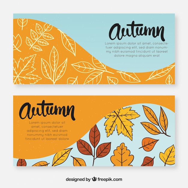 Free vector hand drawn set of autumn banners