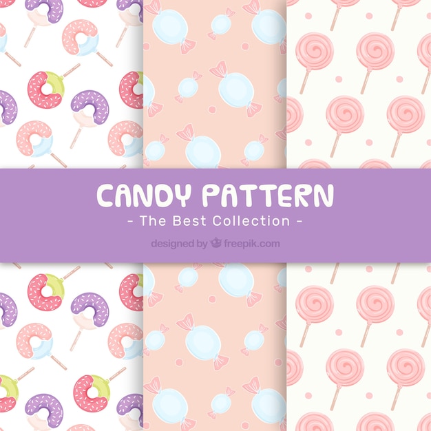 Hand drawn set of candy patterns