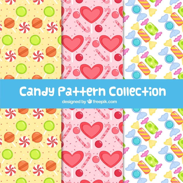 Hand drawn set of candy patterns