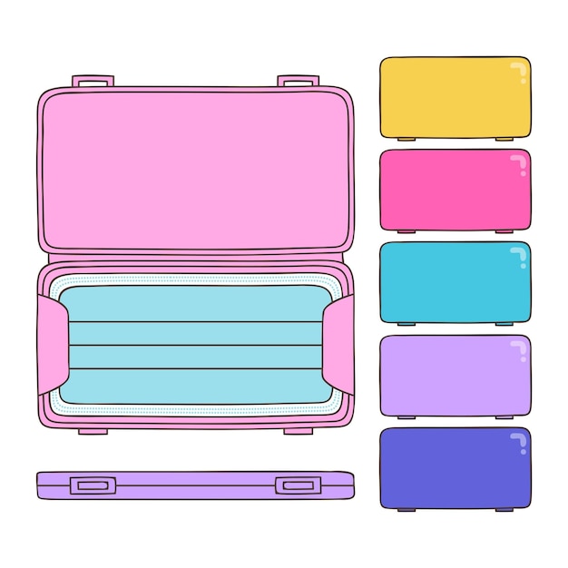 Hand drawn set of face mask storage cases