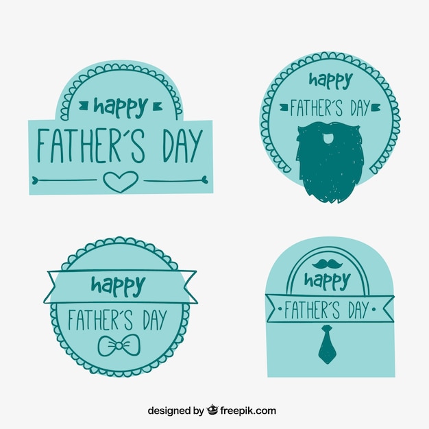 Hand-drawn set of father's day stickers