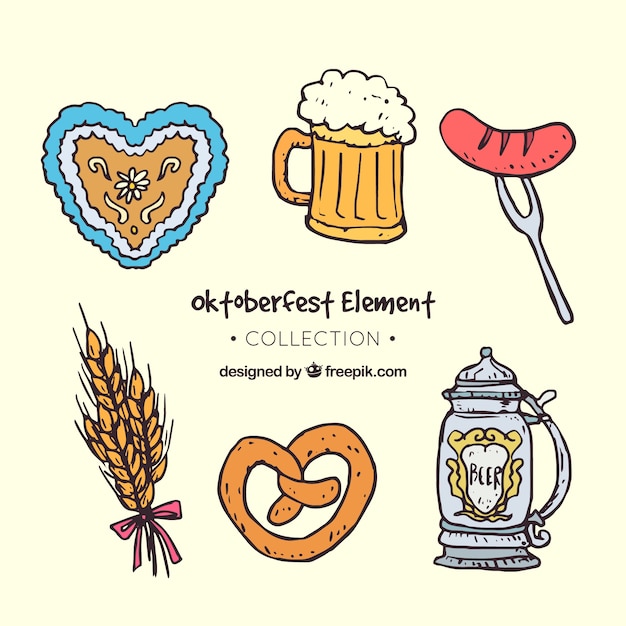 Free vector hand drawn set of german products