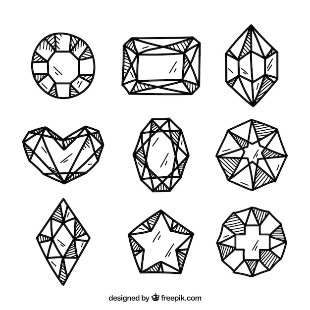 Free Vector hand-drawn set of great gems