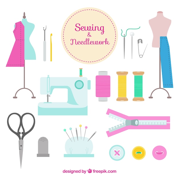 Hand drawn sewing accessories