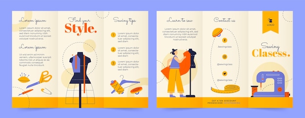 Hand drawn sewing atelier brochure template