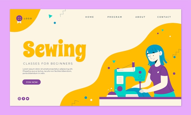 Hand drawn sewing studio landing page