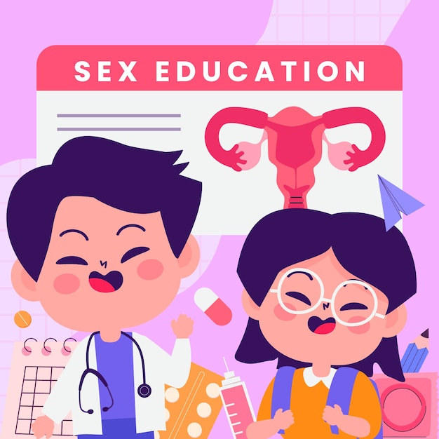 Free Vector hand drawn sex education illustration