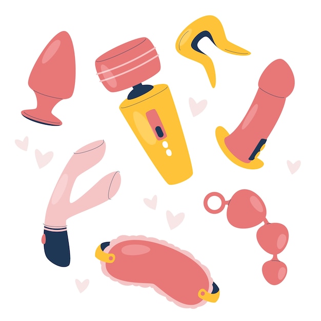 Free Vector hand drawn sex toys element collection