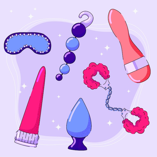 Free Vector hand drawn sex toys element collection