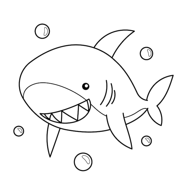 Hand drawn shark outline illustration