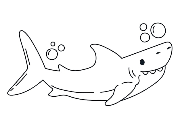 Hand drawn shark outline illustration