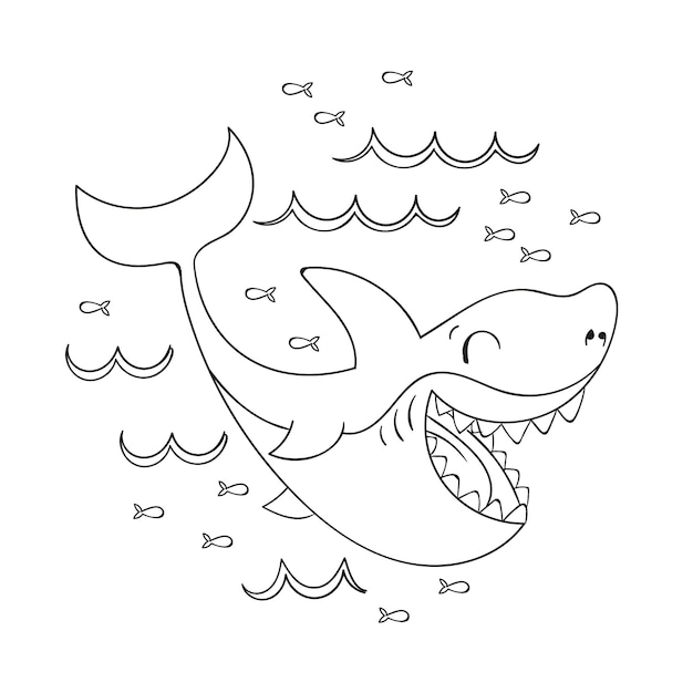 Hand drawn shark outline illustration