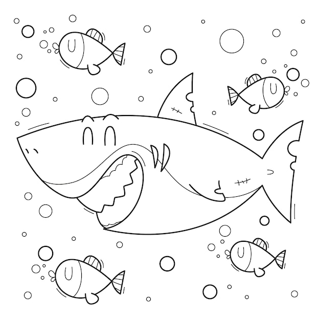 Free Vector hand drawn shark outline illustration