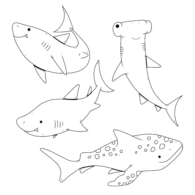 Free Vector hand drawn shark outline illustration