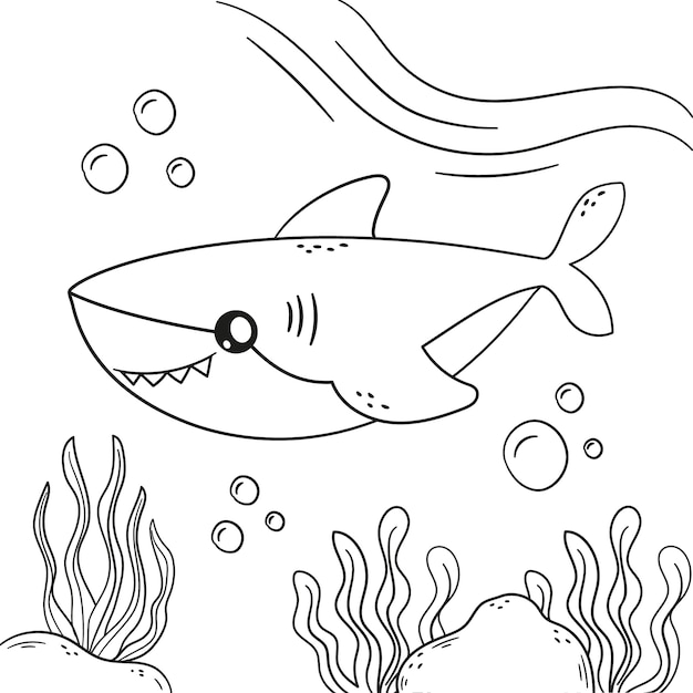 Free vector hand drawn shark outline illustration