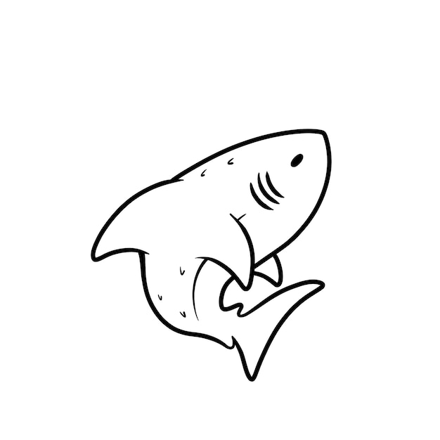 Hand drawn shark outline illustration