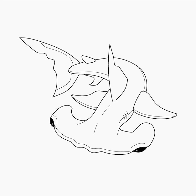 Hand drawn shark outline illustration