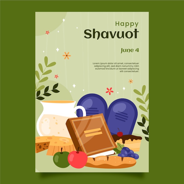 Free vector hand drawn shavuot greeting card template