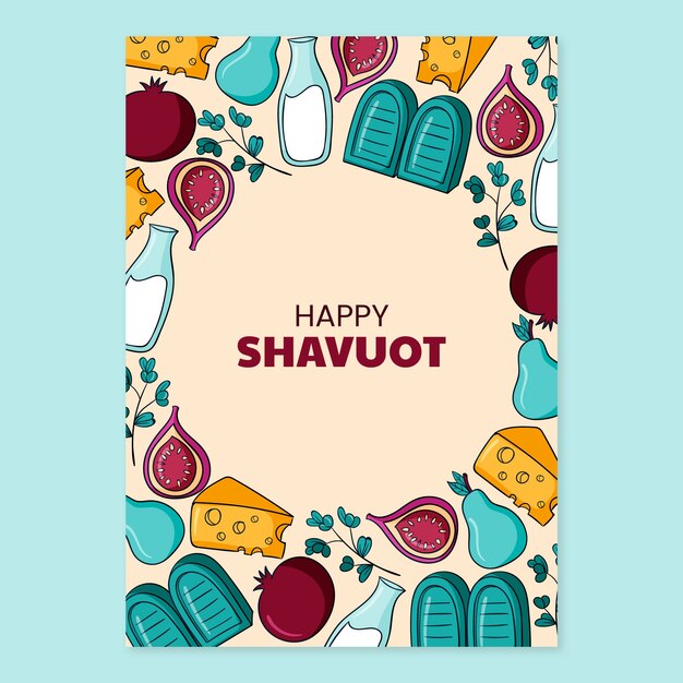 Hand drawn shavuot greeting card template