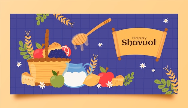 Free vector hand drawn shavuot horizontal banner template