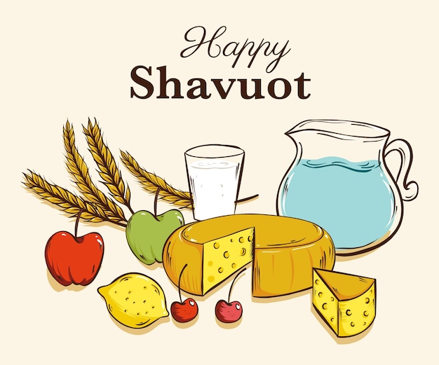 Hand drawn shavuot illustration