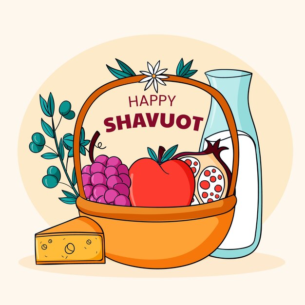 Hand drawn shavuot illustration