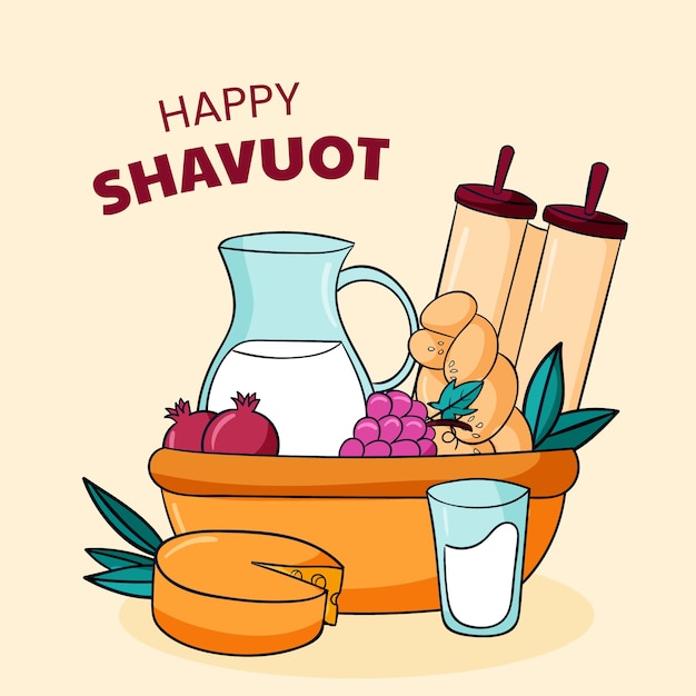 Hand drawn shavuot illustration