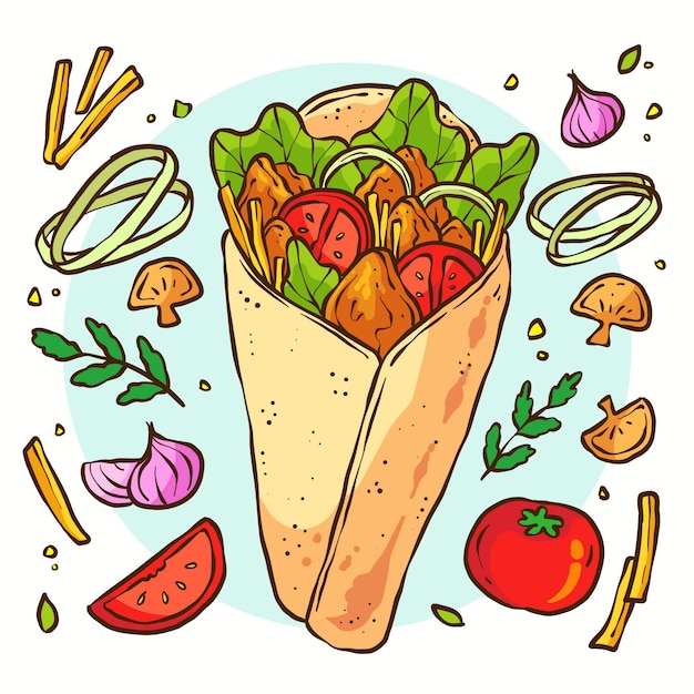 Free Vector hand drawn shawarma illustration