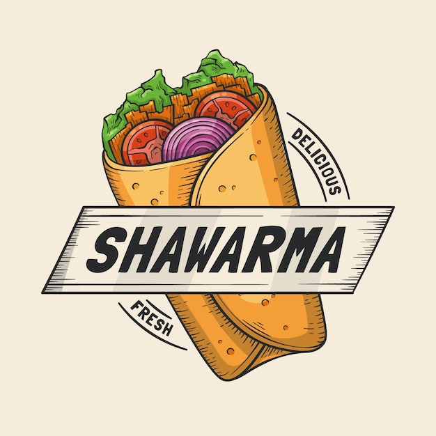 Free Vector hand drawn shawarma logo template