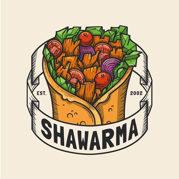 Free Vector hand drawn shawarma logo template