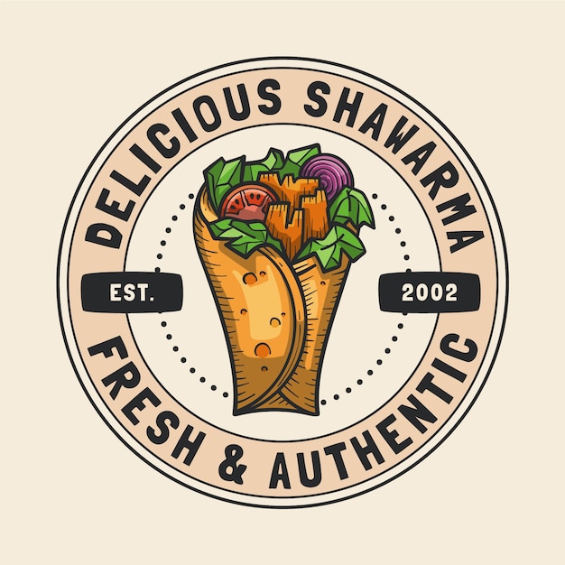 Free Vector hand drawn shawarma logo template