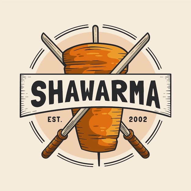 Free Vector hand drawn shawarma logo template