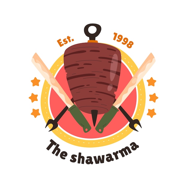 Free Vector hand drawn shawarma logo template