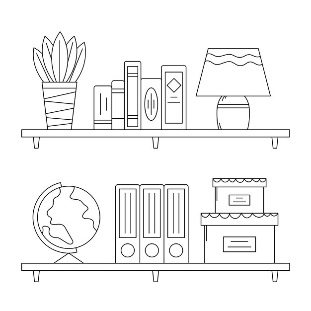 Hand drawn shelf outline illustration