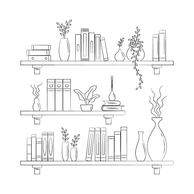 Hand drawn shelf outline illustration