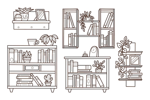 Hand drawn shelf outline illustration