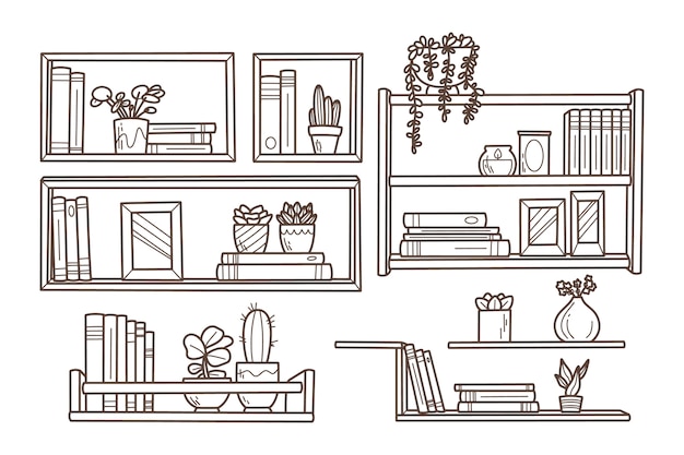 Hand drawn shelf outline illustration