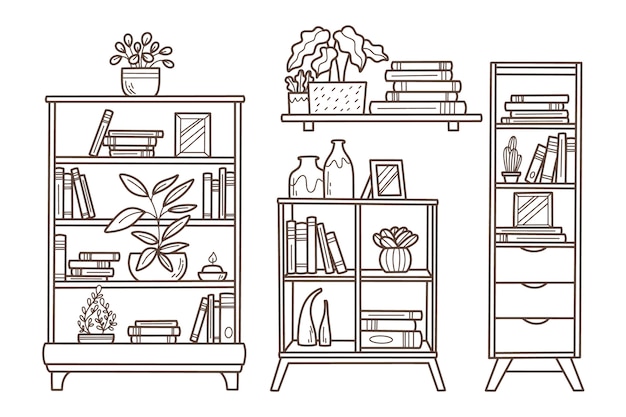 Hand drawn shelf outline illustration