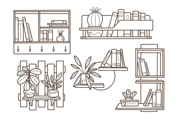 Hand drawn shelf outline illustration