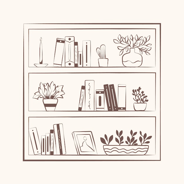 Hand drawn shelf outline illustration