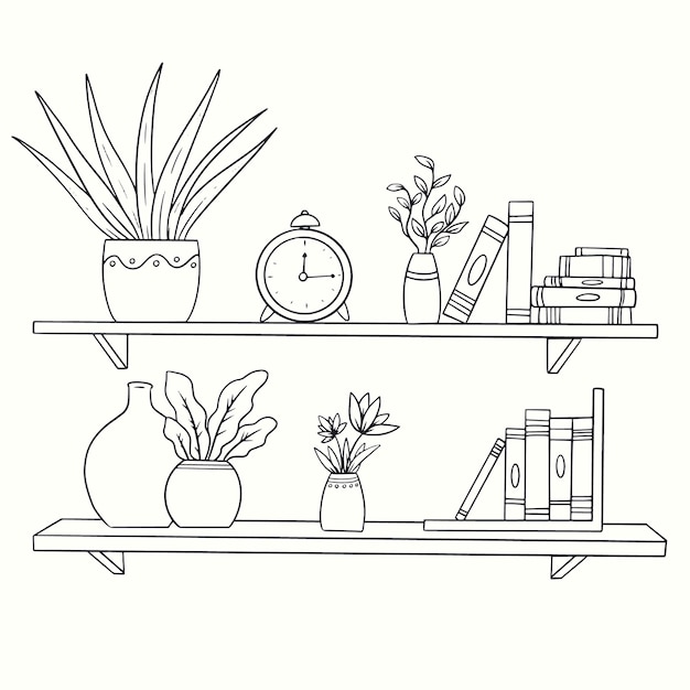 Free Vector hand drawn shelf outline illustration